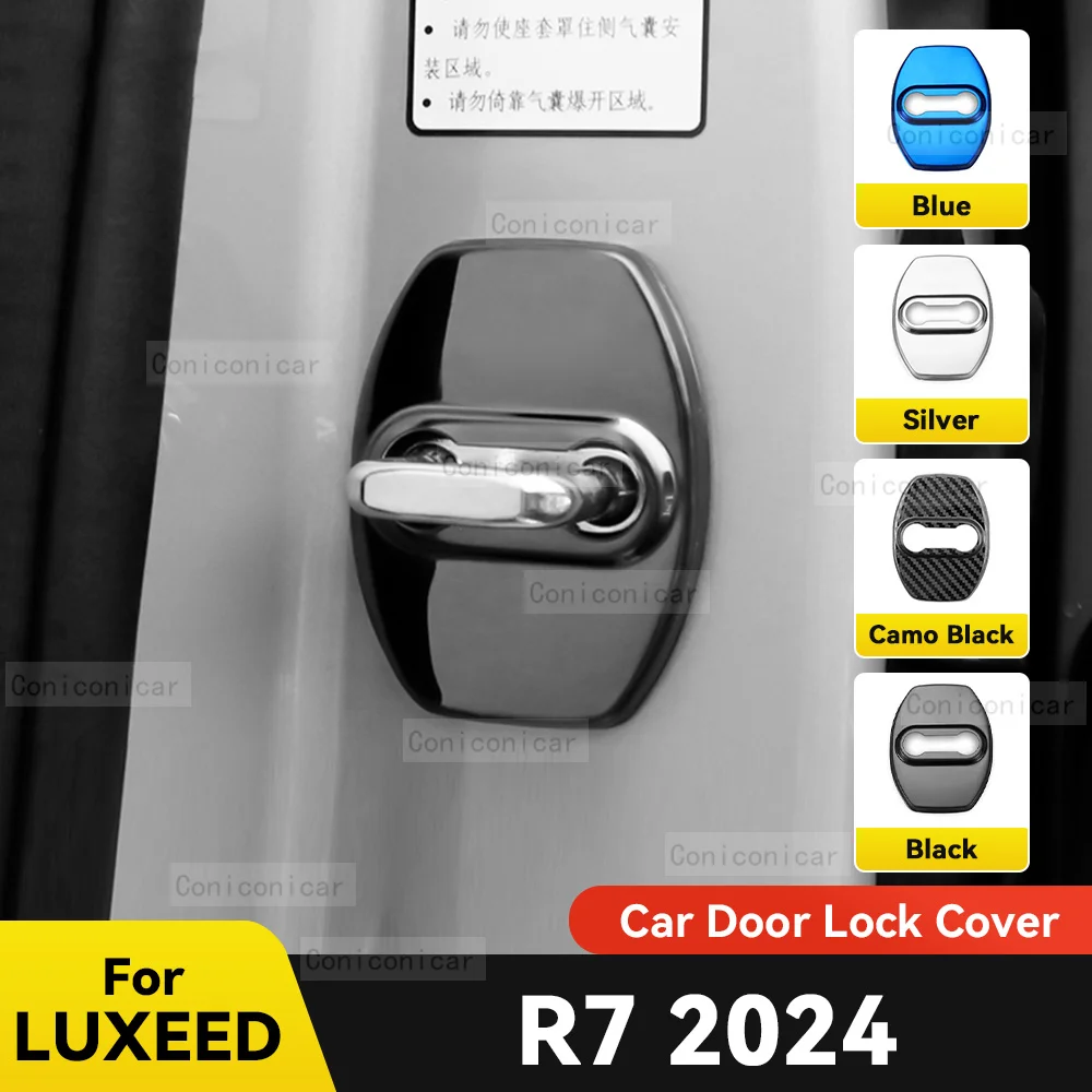 Car Door Lock Decoration Protection Cover Flags Emblem Stainless Steel Case For LUXEED R7 2024 Accessories