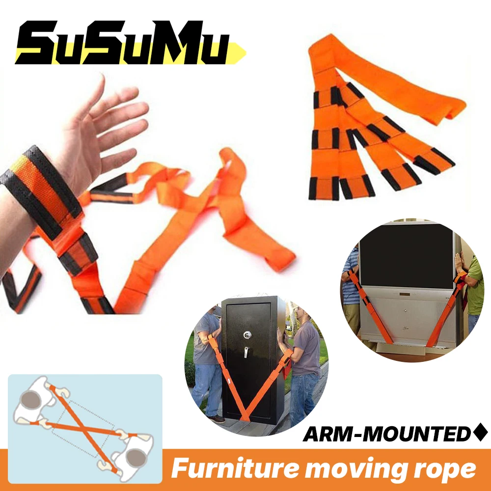 2 Pcs Nylon Furniture Moving Carrying Straps Forearm Carry Rope Lift Heavy-Duty Furniture Transport Belt Ropes Lifting Cord Tool