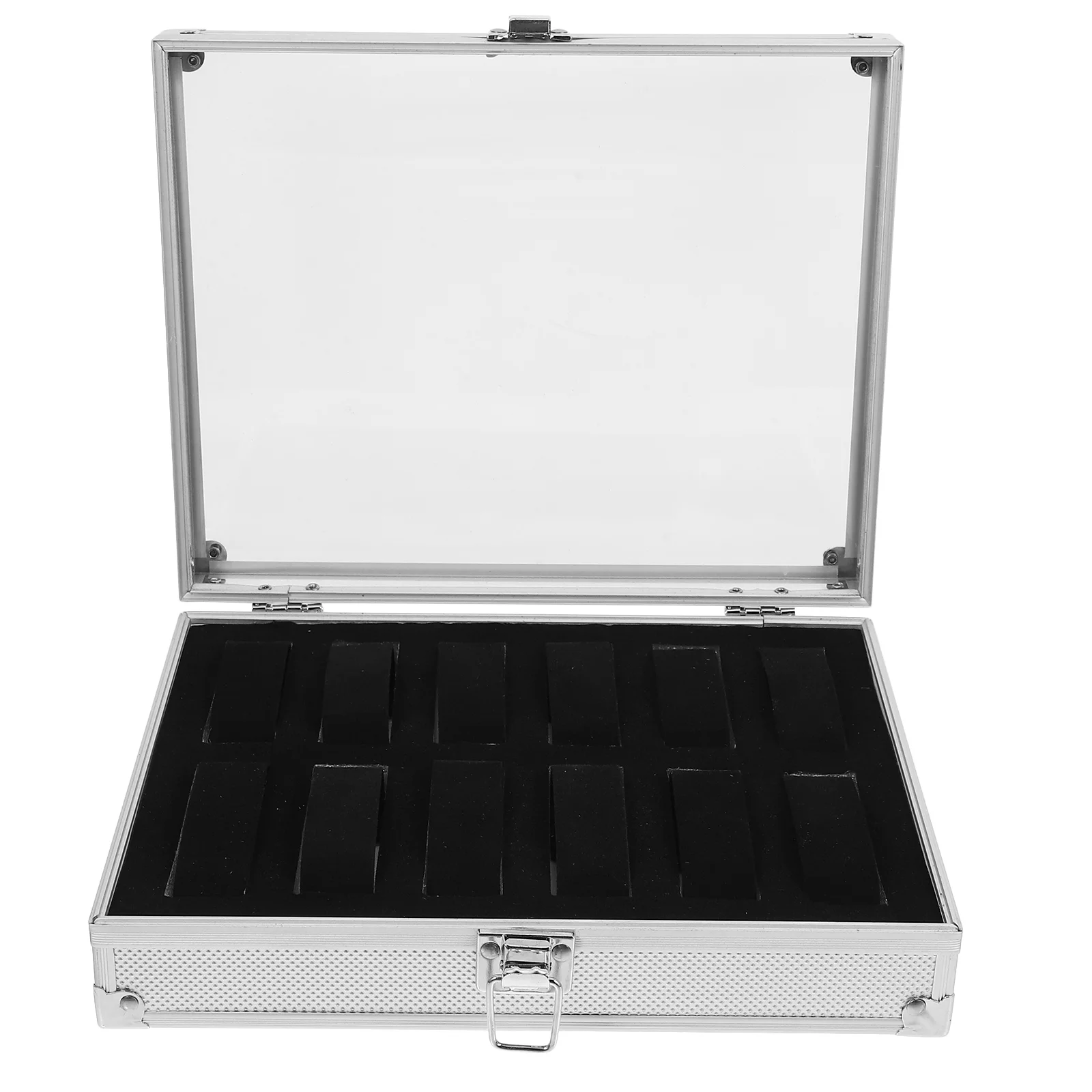 Useful Aluminium Watches Box 12 Grid Slots Jewelry Watches Display Storage Box Square Case Suede Inside Watch Holder