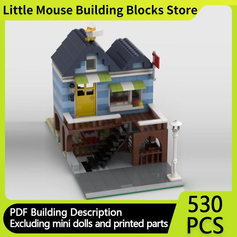 

City Street View Model MOC Building Bricks Beachside Vacation House Modular Technology Gifts Holiday Assemble Children Toys Suit