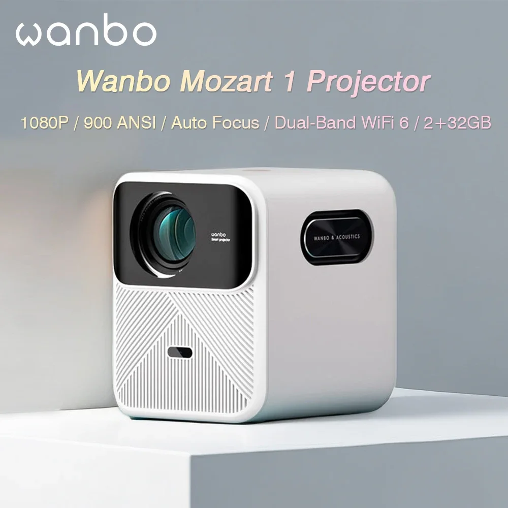 Wanbo Mozart 1 Projector 4K 1080P Mini Portable Projector Android 900 ANSI Smart tv 5G WiFi BT5.0 Home Theater Projectors