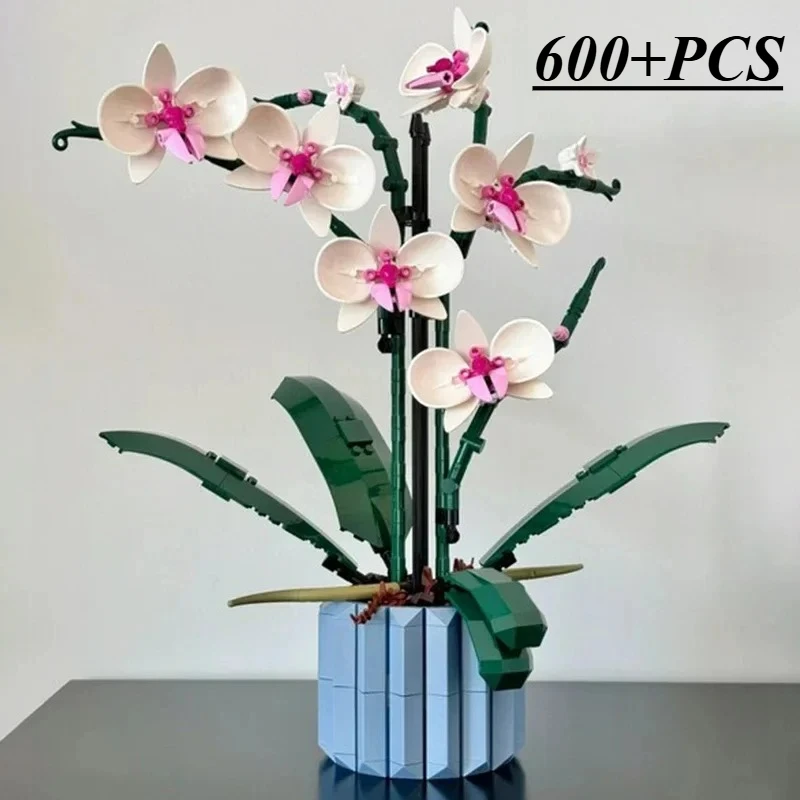 

Home Flowers 608pcs Orchid Building Blocks Bricks Plant Bonsai Bouquet Model Compatible 10311 Adult Assembled Toy Kids Girl Gift