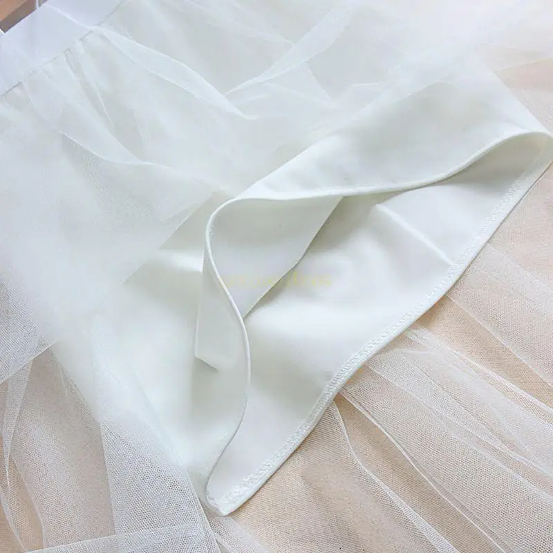 31BF 女性ガールズ夏ハイウエストレイヤードシアーメッシュアゲハミディロングスカート Asy