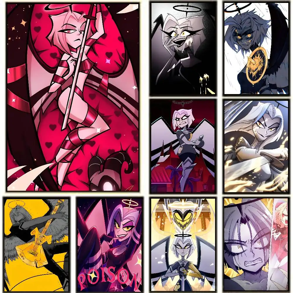 Anime Lute H-hazbin Hotel Posters High Quality Self-adhesive Wall Art Decorations Color Prints Sticky
