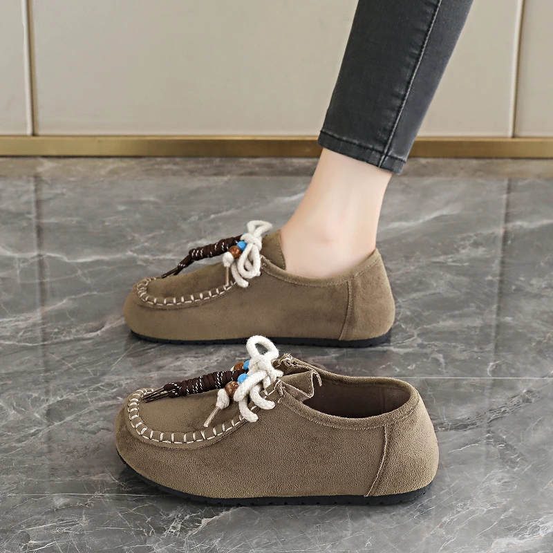 

Womens Beaded Moccasin Flats Soft Sole Comfortable Walking Shoes Non Slip Lightweight Loafers For Daily Wear