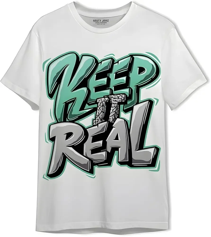 Generic Keep Real Unisex Graphic Tee Match Green Glow, Urban Clothing