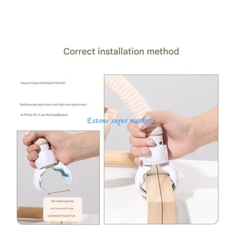 090B Passeggino portatile con campanello giocattolo a contrasto colore, cotone organico lavabile in lavatrice