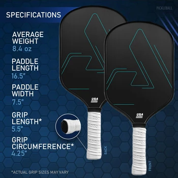 T700 ดิบคาร์บอนไฟเบอร์ Pickleball Paddle สําหรับ Pros คาร์บอนแรงเสียดทานพื้นผิว Polymer Honeycomb Core Enhanced Power & Spin & Control 16 มม.