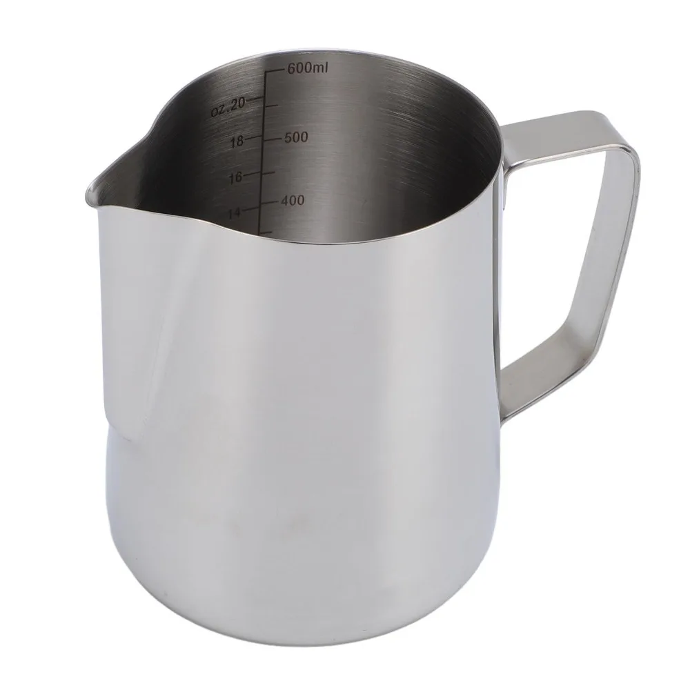 600ml Capacity Milk Frothing Pitcher 304 Food Grade Stainless Steel Clear Scale Markings Coffee Steaming Pitcher