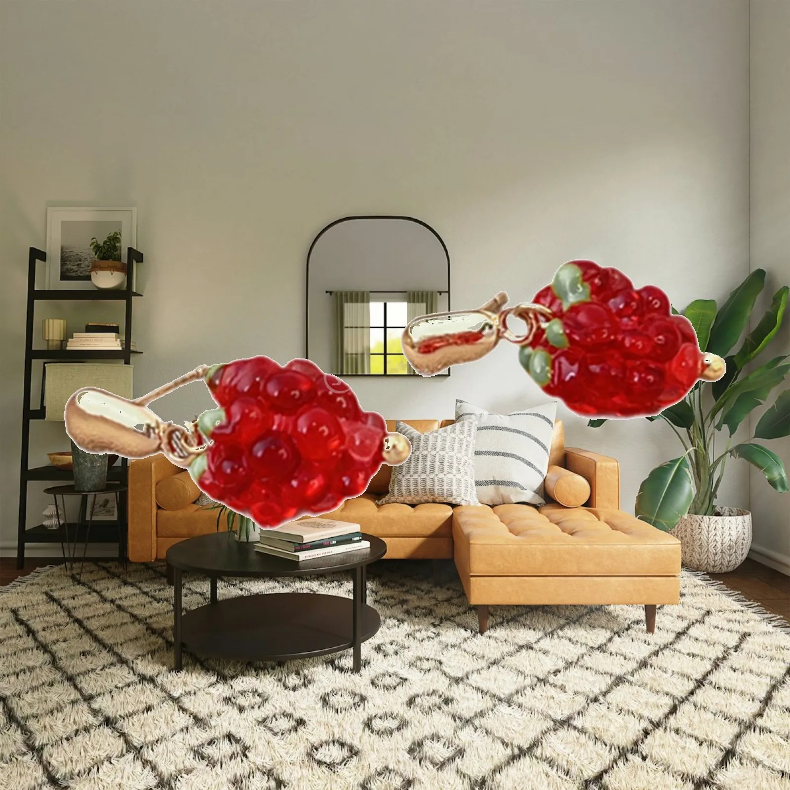 Red Raspberry Fruit Earrings for Women 3D Resin Dangle Earrings Cute Unique Party Jewelry Elegant Gift for Her Birthday