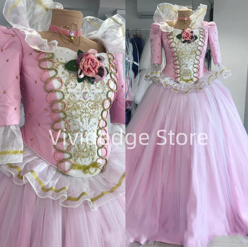 Fantasy Pink Prom Dresses 3D Flower Anneliese Princess Fairytale Tutu Victorian Evening Gowns evening dresses woman elegant