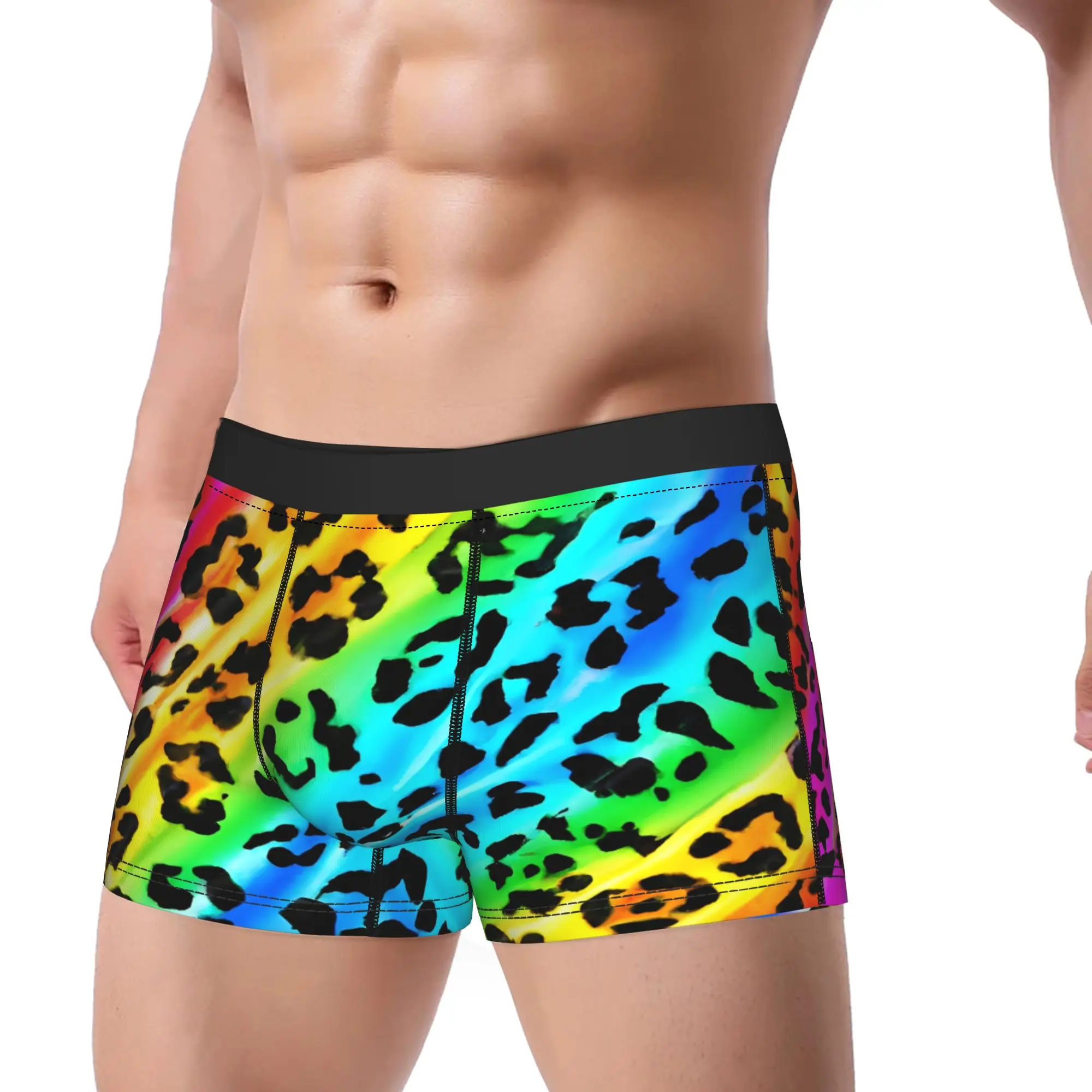 Rainbow Leopard Underwear  Pattern Trunk High Quality Male Panties Comfortable Shorts Briefs Gift Idea