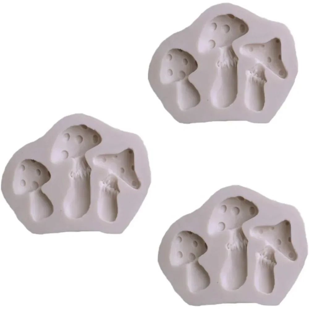 For 3 Pieces Silicone Casting Mold Mushroom Resin Mold Fashion Fondant Cartoon Fairy Tale Cake Tool Clay Candy