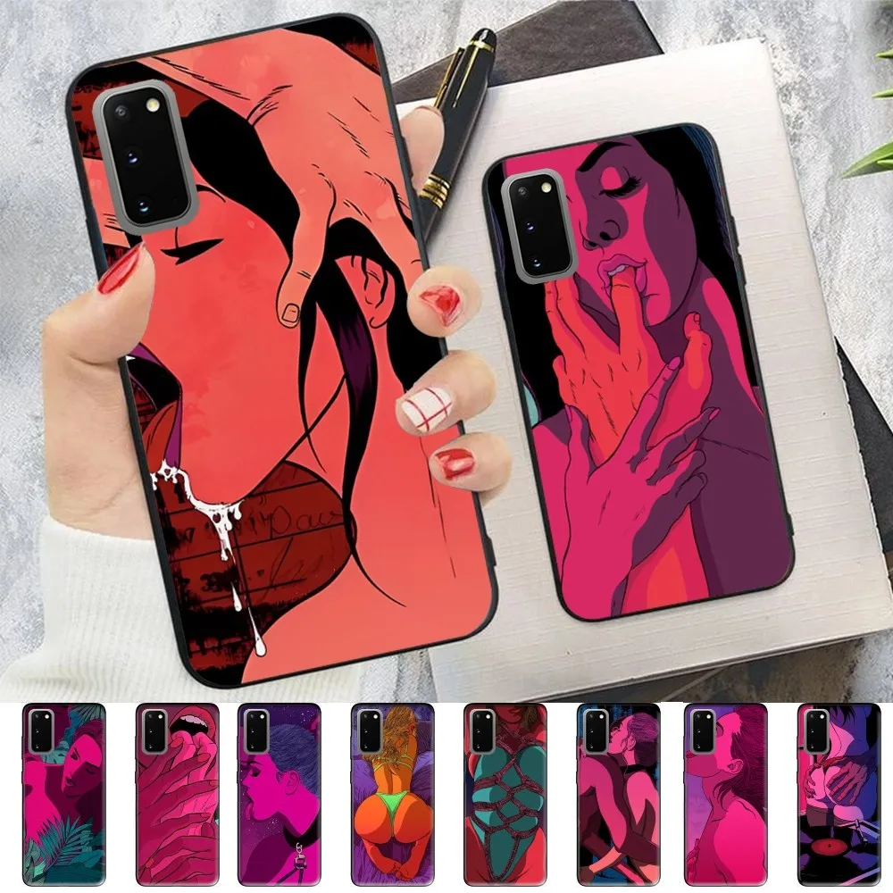 

Sexy lady Red lips Girls Bikini Phone Case For Samsung S 9 10 20 21 22 23 30 23plus lite Ultra FE S10lite Fundas