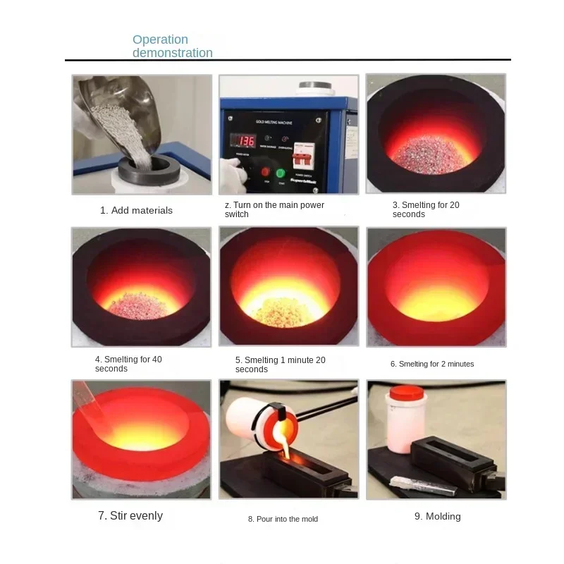 Macchina di fusione Piccola verticale 220V Attrezzatura per la fusione dell'oro e dell'argento Forno di fusione per riscaldamento a induzione ad alta frequenza