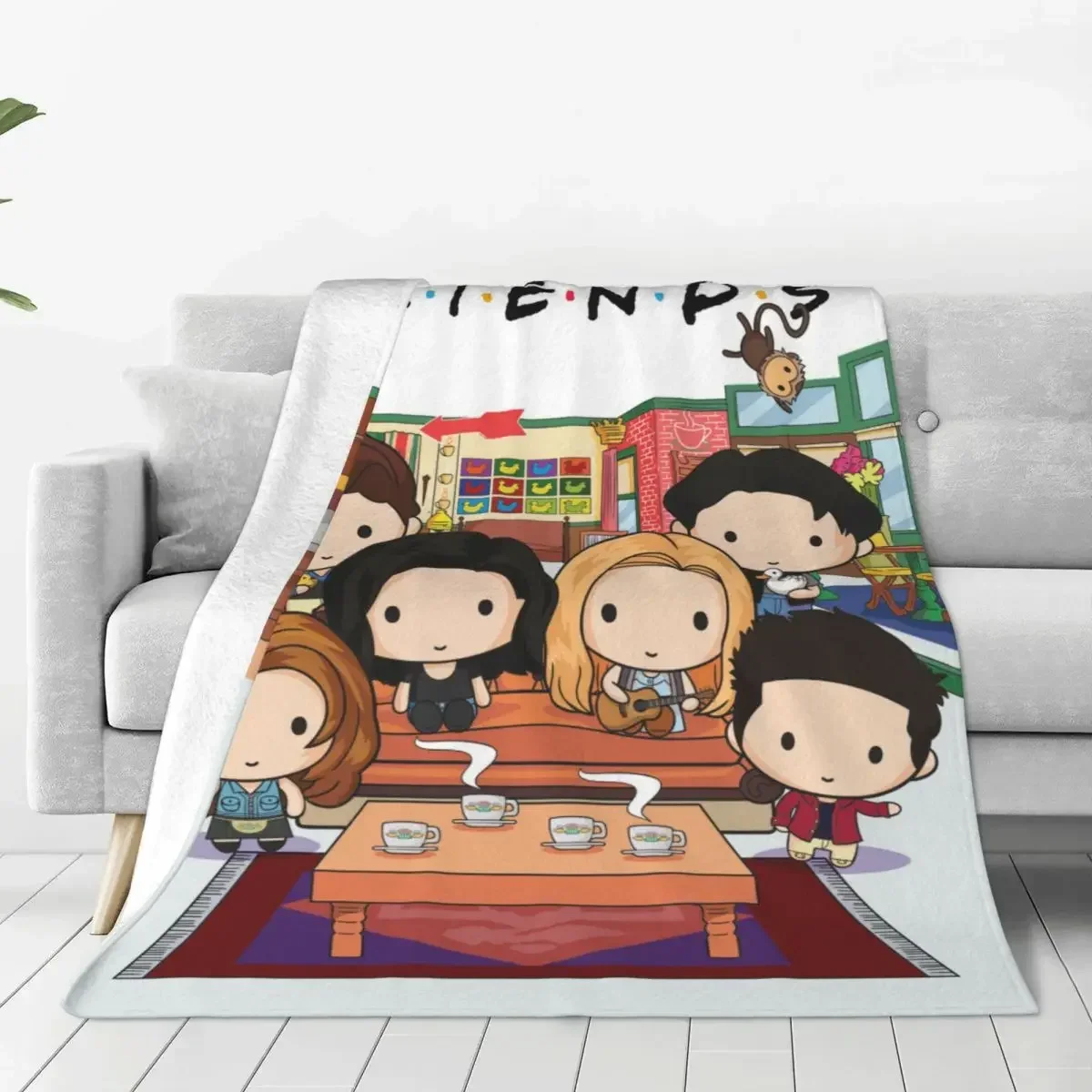 Friends TV Show Cartoon Fleece Throw Blankets Bestie Soul Bestie Soul Blankets for Bedding Office Super Soft Bedroom Quilt