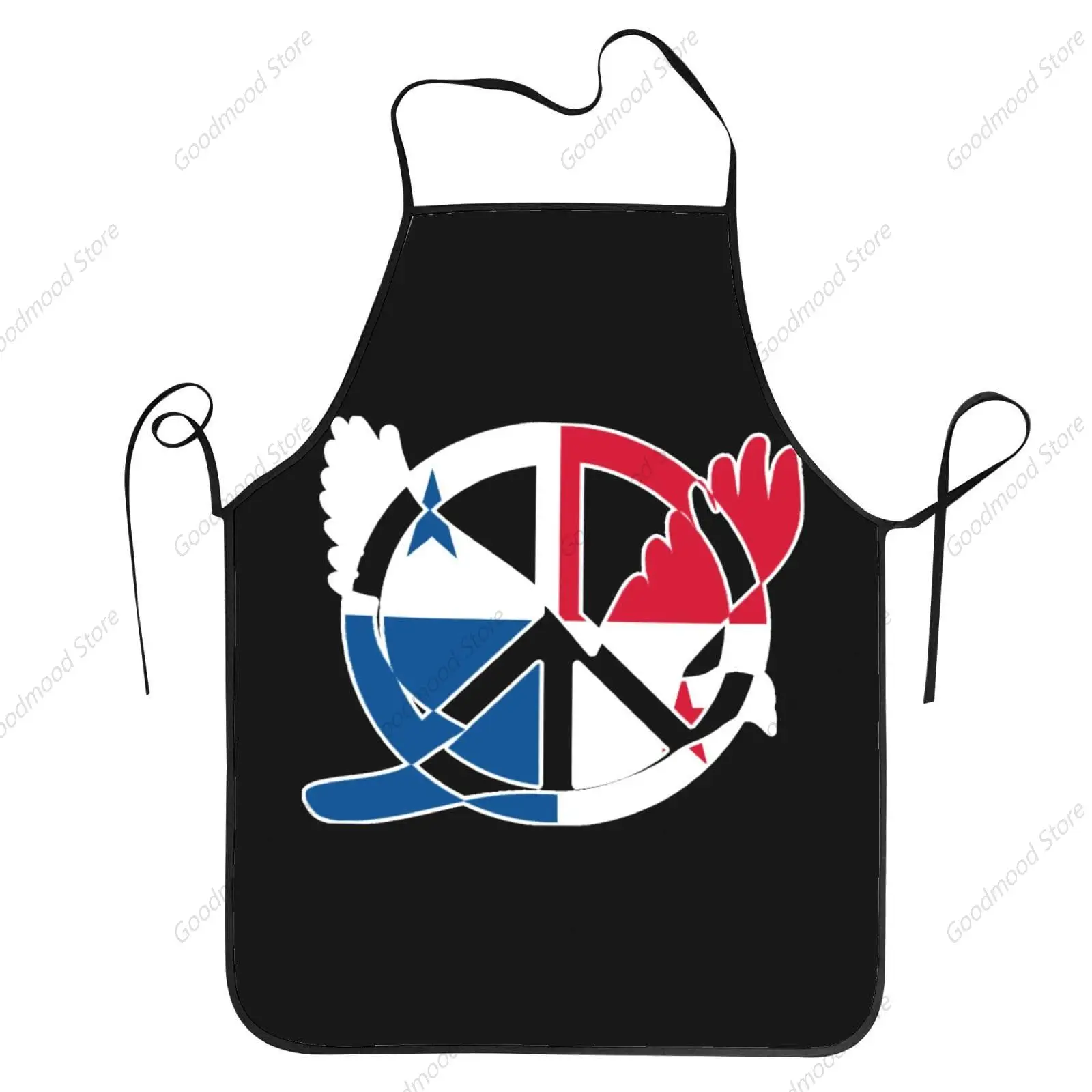 Panama Flag Peace Logo Apron for Men Women Adjustable Printing Funny Vintage Aprons for Kitchen Cooking(Without Pockets)