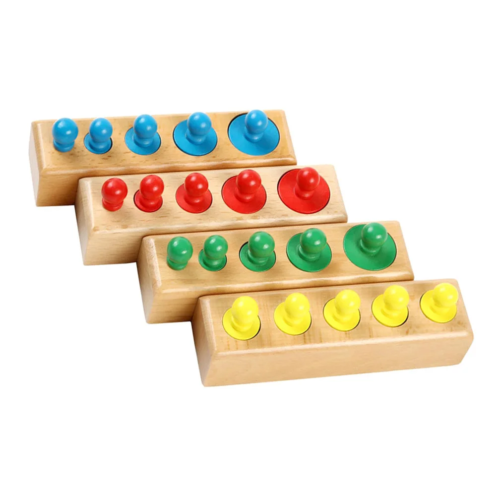 1 set 1 Set Of Colorful Wooden Cylinder Blocks Knobbed Cylinders Socket For Toddlers Shape Learning Educational Kids Blocks
