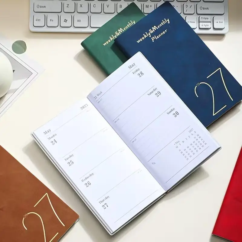 A6 2027 Portable Planner - With Bookmark - 60 Sheets - 120 Pages - 365-Day Time Management Organ