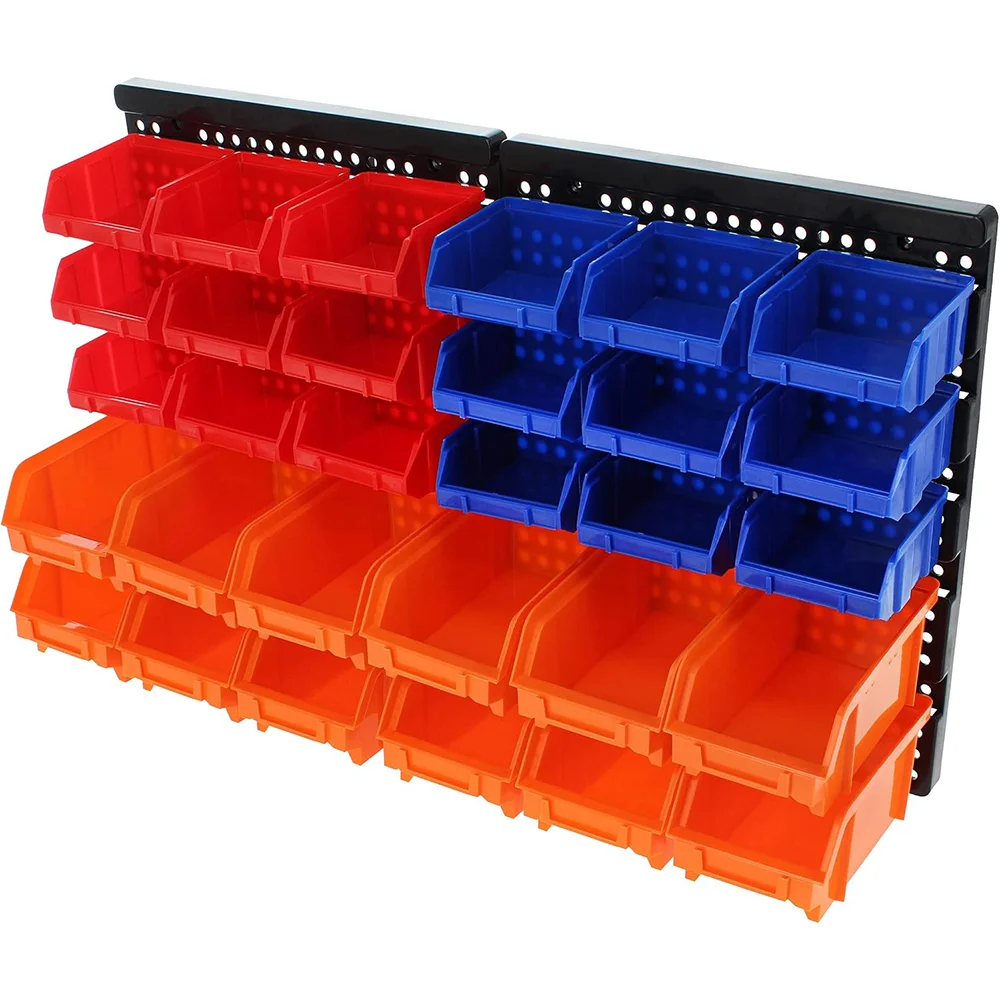 Wall-Mounted Plastic Drawer-Type Storage Box, Parts Box, Flat and Slanted Compartment Material Component Box. the Storage Box Can Be Freely Moved and Reconfigured. Suitable for Storage in Shops and Garages, Tool Rooms, and Workrooms