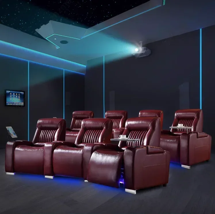 Private home cinema project video room Video room sofa film theatre electric function leather seat combination