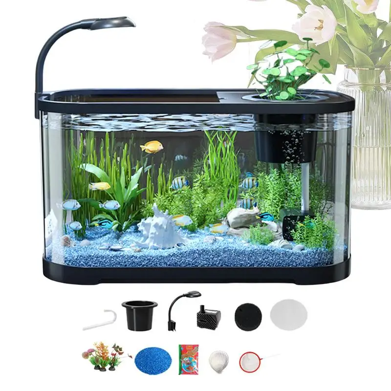 

Small Aquarium Kit Desktop Fish Tank Kit Decorative Fish Tank For Terrapin Tortoise Turtle Household Clear Aquarium