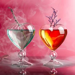 Creative Heart Shaped Cup Straw Glass Bar Mixing Glass Juice Drink Cocktail Tall Glasses