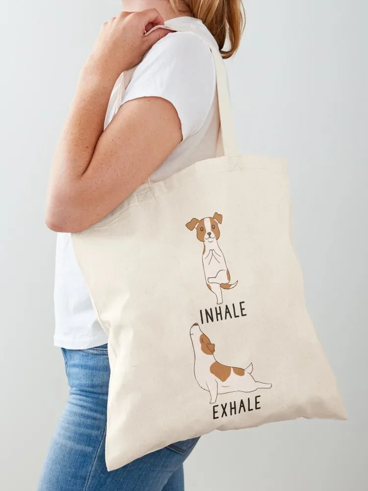 Inhale Exhale Jack Russell Terrier Yoga Tote Bag Handbags women custom canvas bag Reusable bags Woman shopper bag