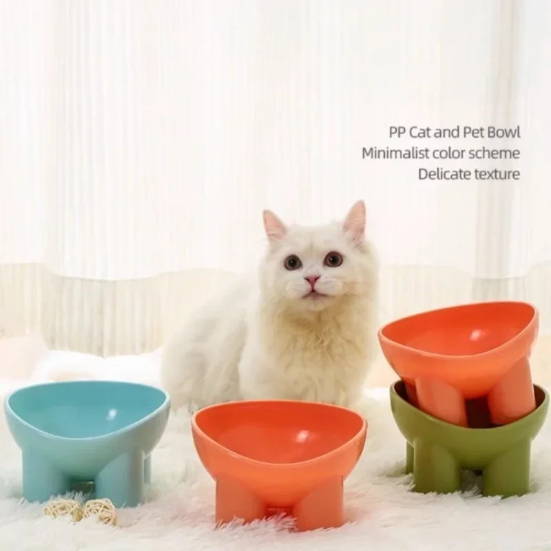 Anti-tipping high-sided bowl with elephant leg design for cervical spine protection cat bowl