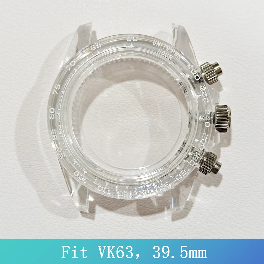40MM Watch Case Fit NH35 movement Watch Case Unidirectional rotation green luminous acrylic transparent  20mm  strap accessories