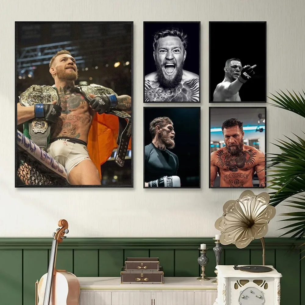 1PC Ufc Conor McGregor Poster Self-adhesive Art Waterproof Paper Sticker Coffee House Bar Room Wall Decor