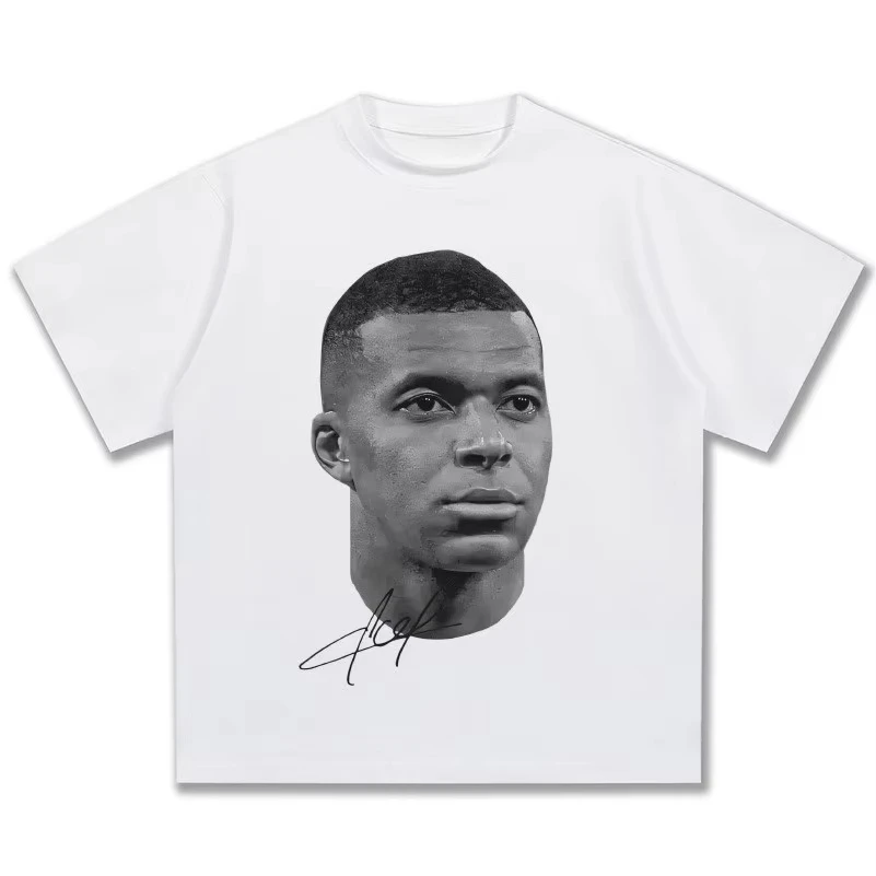2026 New Summer New French Football Superstar Mbappé Printed Short Sleeve T-shirt Men Women Sportswear Tops