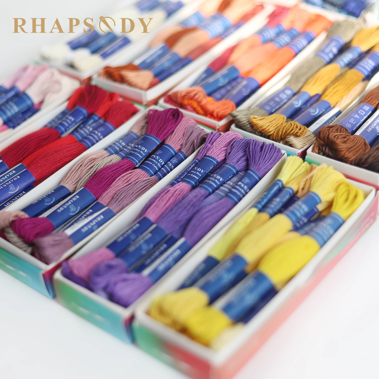 Rhapsody Egyptian Cotton Embroidery Floss DMC Quality 12 Colors Box Double Mercerized  Cross Stitch Thread 8 Meter Long Skein