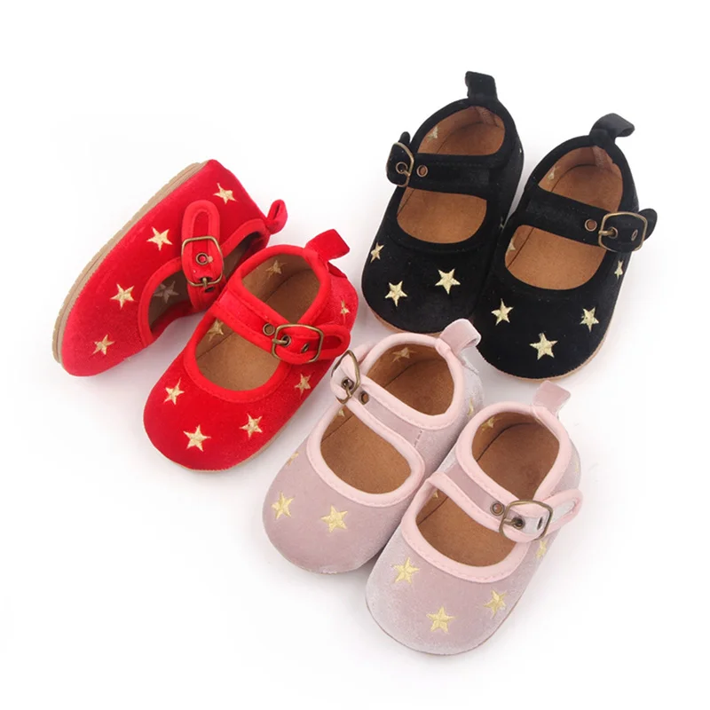 

Suefunskry Baby Girls Premium Flats Infant Star Print First Walkers Casual Shoes for Party, Festival, Baby Shower 0-18Months