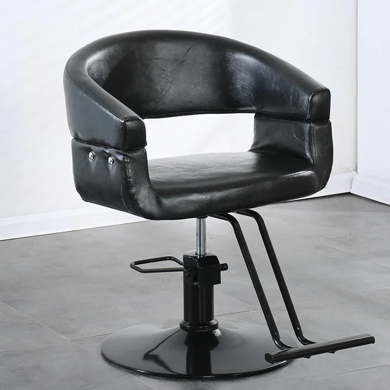 Vintage Luxury Barber Chair Swivel Single Black Leather Barber Chair Nordic Backrest Taburete Con Ruedas Beauty Salon Furniture