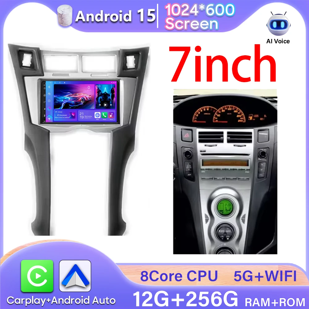 Android Auto Carplay For Toyota Yaris Vitz Platz 2005-2010 GPS Navigation Car Radio Video Display DSP Car Monitor 5G Wifi DVD 2k
