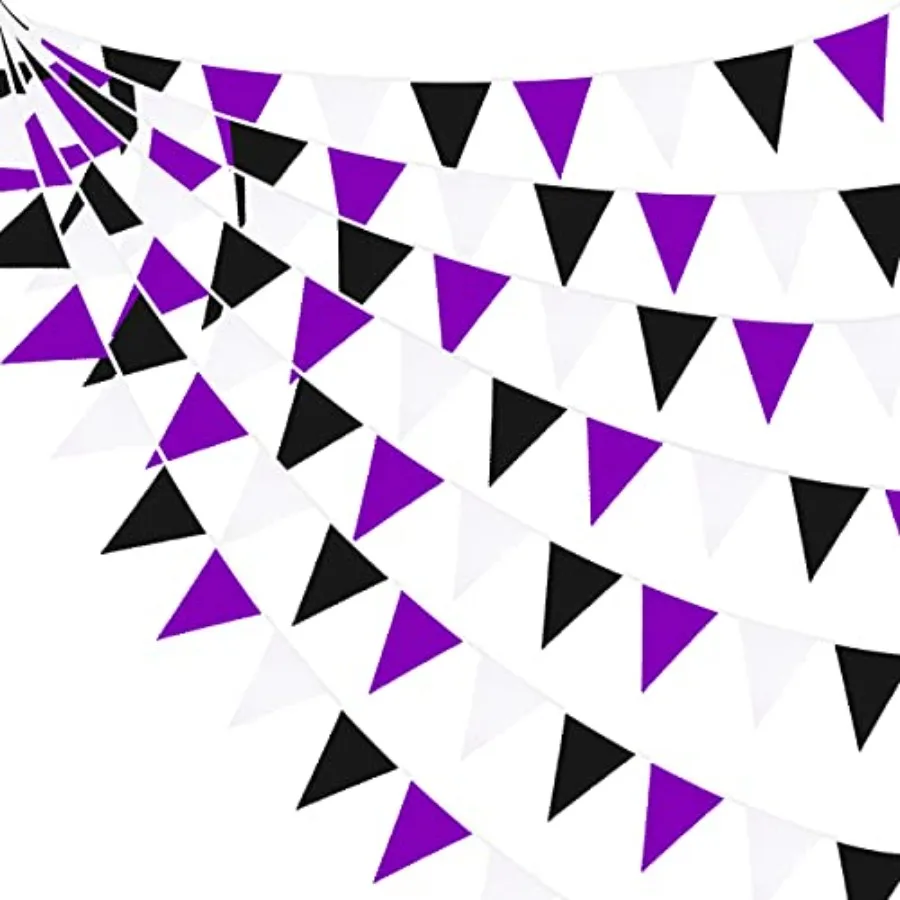 Purple Black White Graduation Party Decoration Bunting