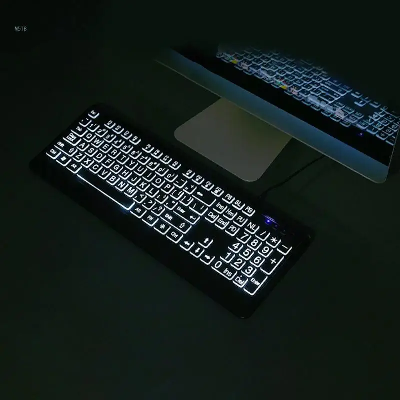 USB Large Print Full Size Computer Keyboard Black & White Keys for Visually Impaired Beginners and Seniors Dropship