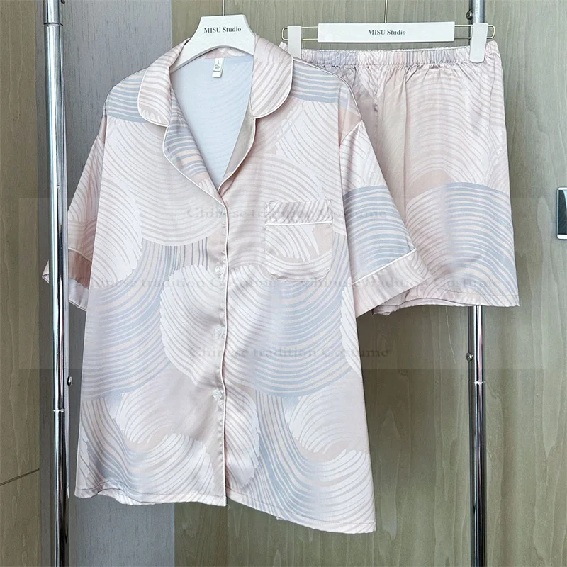2025 été automne nouveaux pyjamas 3 pièces chemise Shorts femme Satin Homewear luxe vêtements de détente pantalon tenue femmes vêtements de nuit