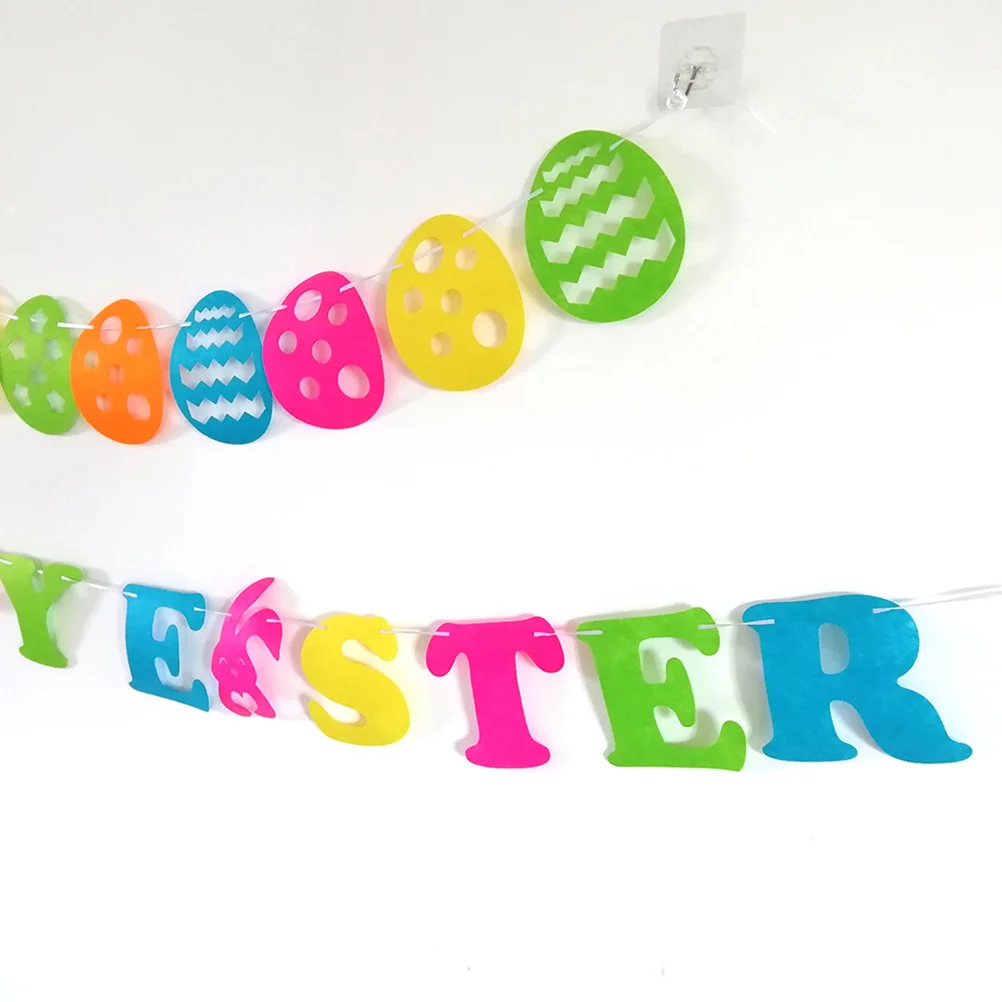 

Colorful Egg Banner Pull Flag Creative Hanging Easter Party Decoration Indoor Outdoor Pendant Party Banner Easter Pendant