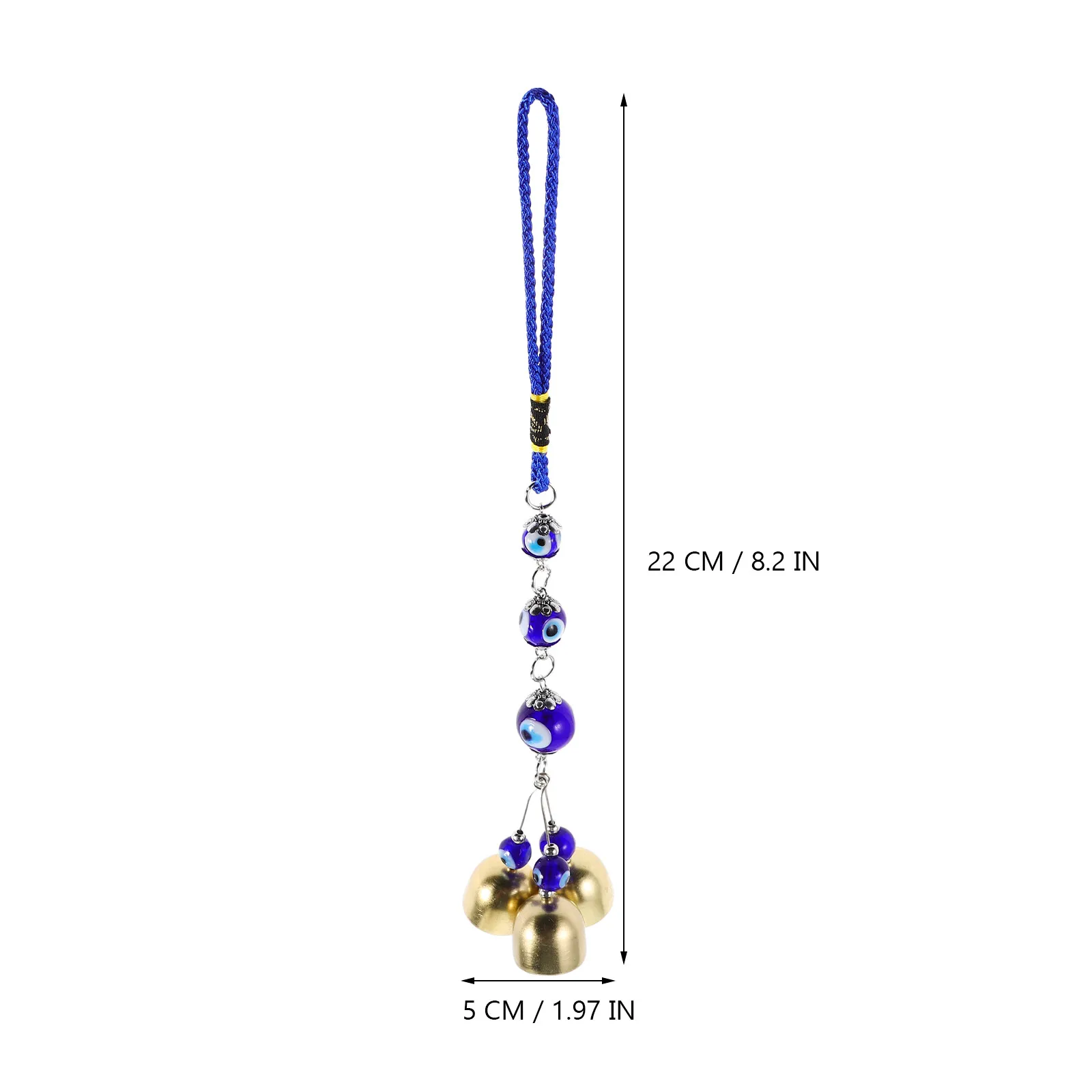 Car Hanging Ornament Turkish Blue Evil Eye Beads Copper Bell Rear View Mirror Decor Lucky Protection Charm Automotive Ornaments