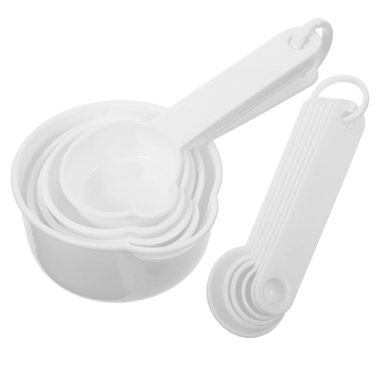 

1Set Measuring Cups Spoons Set White Plastic Kitchen Baking Cooking Mixing Tools Accurate Markings Measuring Spoons Set