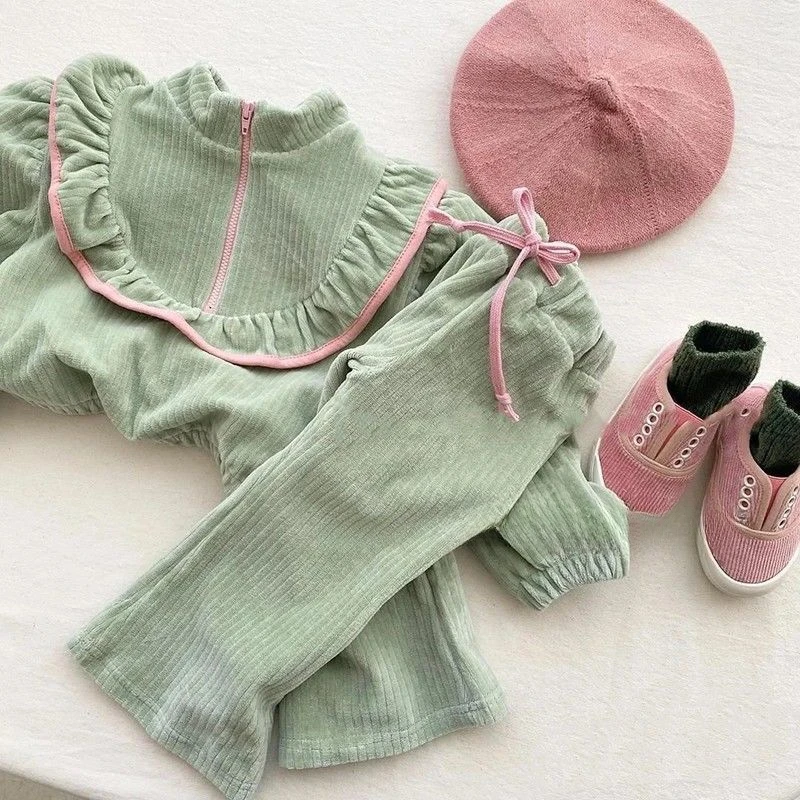 

2024 Baby Girl Spring Autumn Casual Clothing Set Sweatshirts Jackets+long Pants,kids Children Pant Suit Clothes