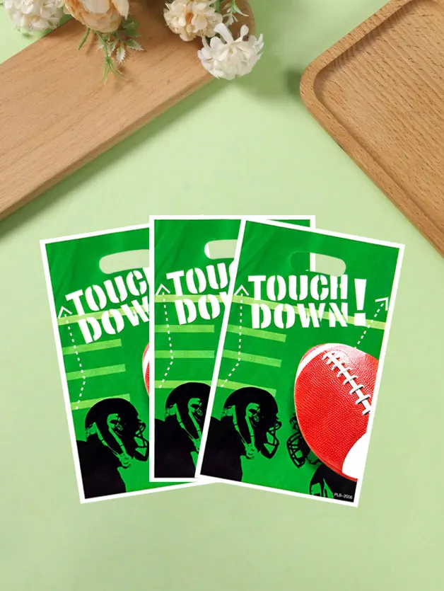 20Pcs/40Pcs Party Gift Bags, Football-Themed Gift Bags, Green, Red and White Footballs, Touch down Letters, Suitable for Birthdays, Festivals, Parties, Events, Party Gift Packaging Bags, Party Small Gift Packaging Bags, Event and Party Supplies - view 6