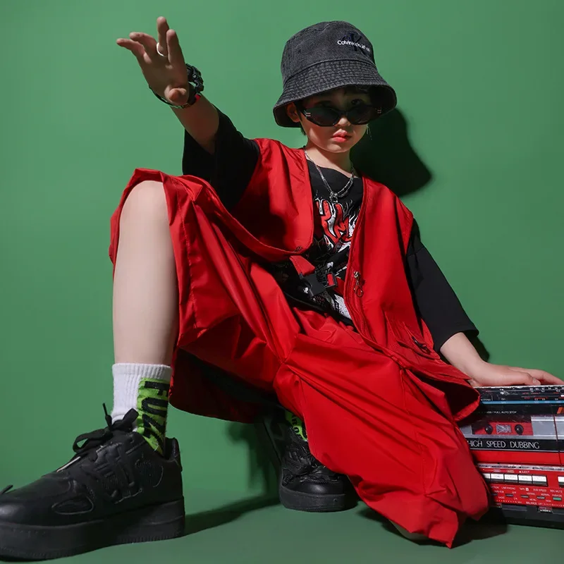 

Hip Hop Girls Vest Baggy Pants Boys T-shirt Street Dance Loose Cago Shorts Child Solid Streetwear Clothes Sets Kids Jazz Costume