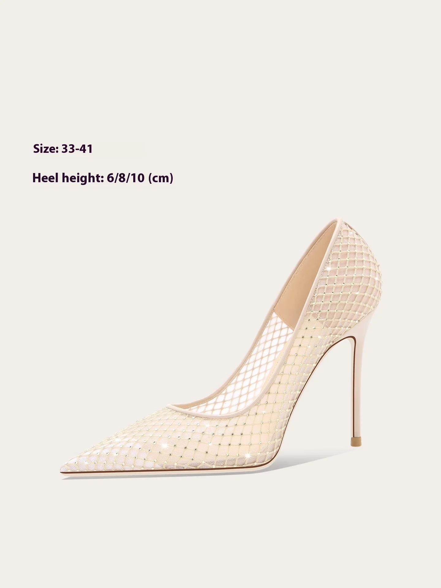 

Thin high-heeled sandals spring and summer new shallow rhinestone mesh wedding shoes banquet large size small size women's shoes