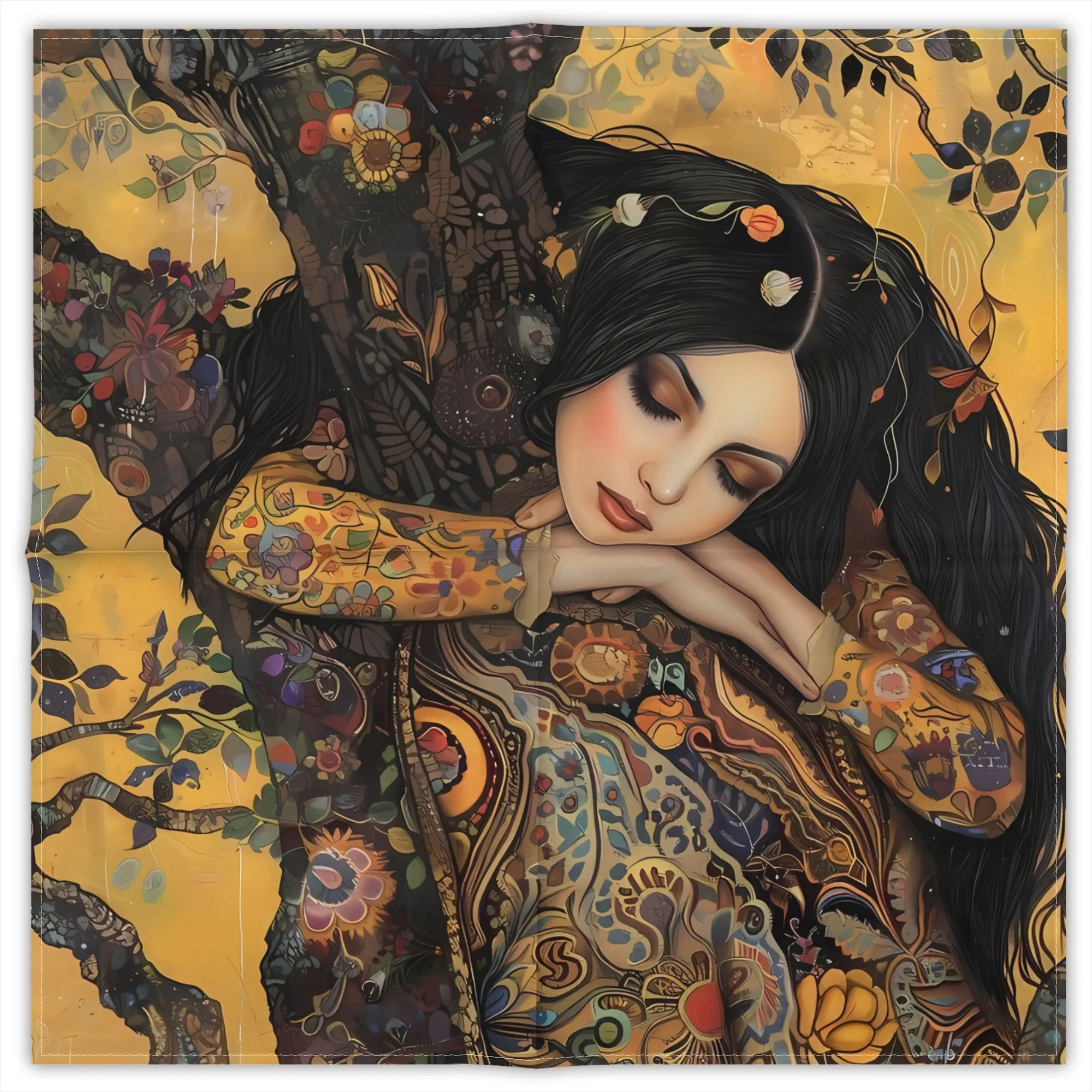 

Gustav Klimt Painting Art Fashion Square Scarf Decorative Polyester Printed Daily
