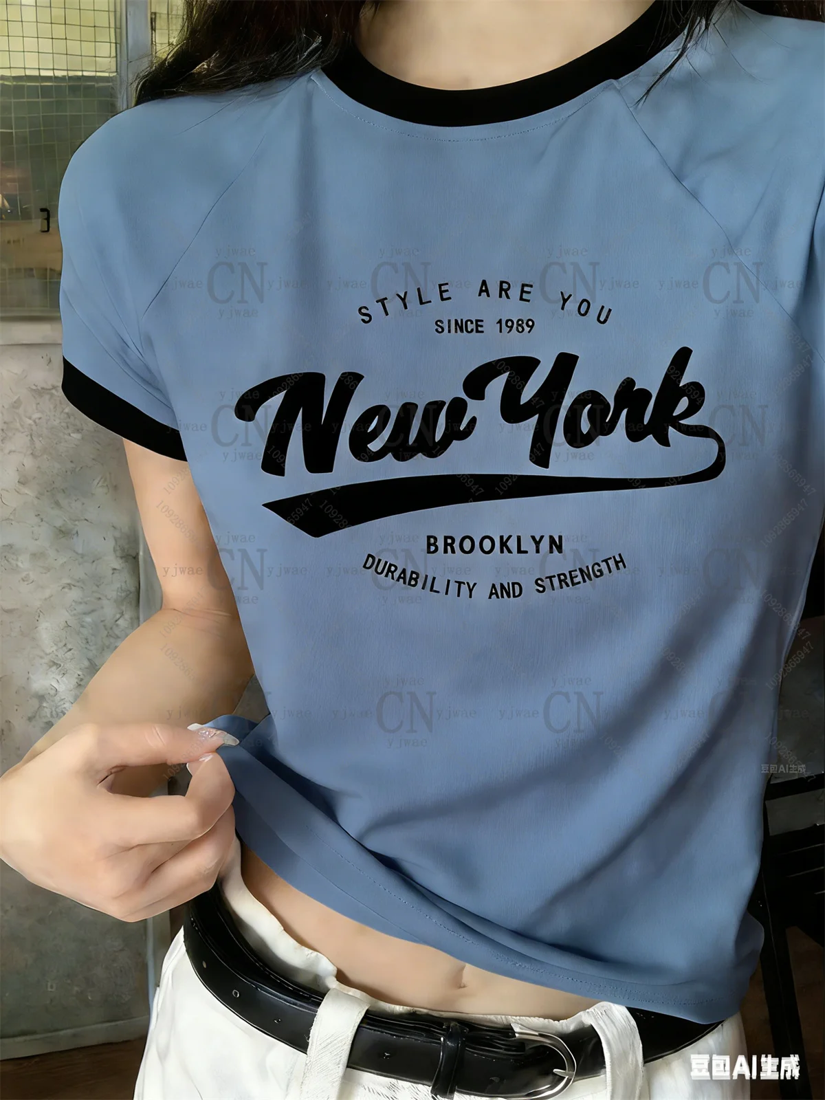 Korean O-Neck Streetwear T-Shirt High-Quality Short Sleeved New York Graphic Design Top Y2k Fashion Tee Summer Women'S T-Shirt