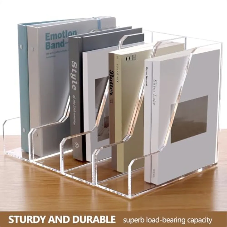 SANRUI Confezione da 2 Portadocumenti per riviste in acrilico Portadocumenti verticale Organizzatore da scrivania Organizzatore per cartelle trasparente Portadocumenti per