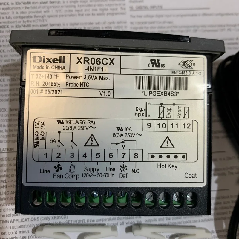 Dixell Temperature Controller XR06CX-4N1F1 Programmable-Commercial for Freezer 120V 